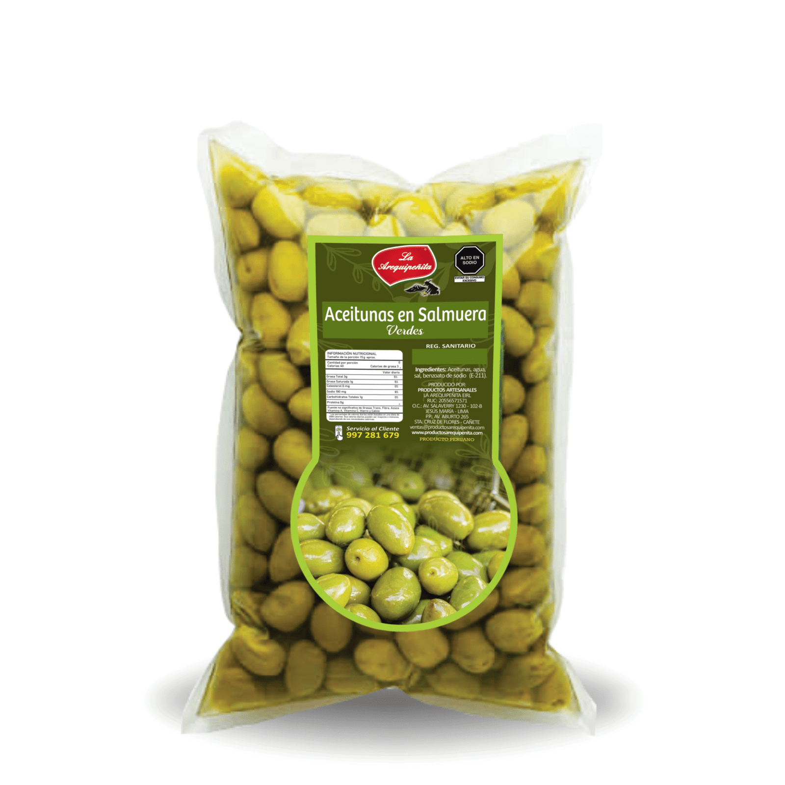 Aceitunas Verdes Enteras en Salmuera